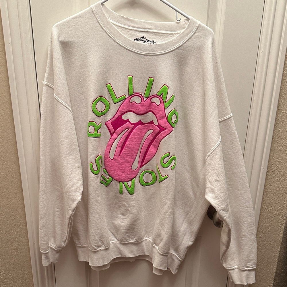 REVOLVE White Sweater with Pink and Green Design
